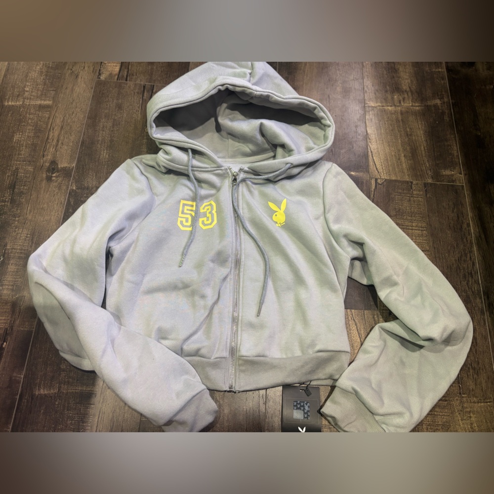 Women’s Light Gray Zip-Up Hoodie with Neon Yellow Accents